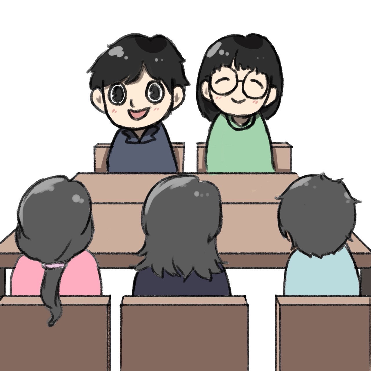 たまちゃんママとたまきちさんがみんなに話をしているイラスト